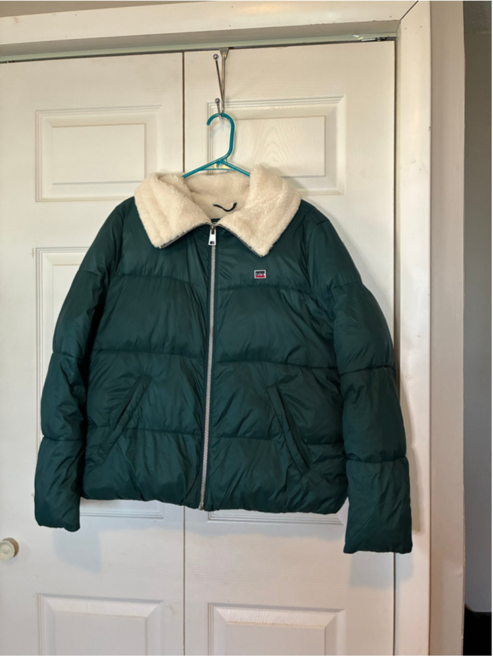 Women's Levi's Sherpa-Lined Puffer Jacket Green White Size XL